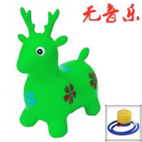 儿童玩具充气跳跳小马加大加厚跳跳小鹿音乐小马户外马坐骑加大号 无音乐绿鹿+打气筒