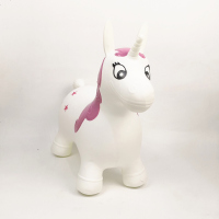 儿童音乐充气跳跳马坐骑加大加厚环保跳跳鹿充气奶牛宝宝骑马玩具 白色彩绘独角兽(特价)