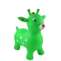 儿童音乐充气跳跳马坐骑加大加厚环保跳跳鹿充气奶牛宝宝骑马玩具 绿色卡通鹿大号带音乐(送礼物)