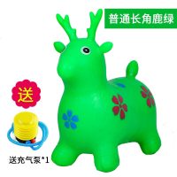 加大加厚跳跳马儿童充气玩具无毒带音乐小孩坐骑皮鹿木宝宝跳跳马 绿色标准款(送充气泵)