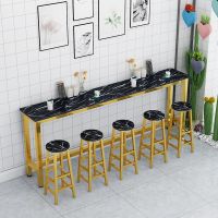 吧台桌家用靠墙窄桌子奶茶店桌椅组合长条高脚桌客厅隔断实木餐桌