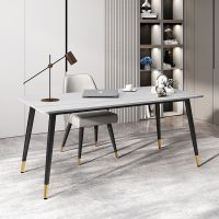 轻奢岩板电脑桌台式学生写字桌子小户型家用书桌简约办公桌椅组合