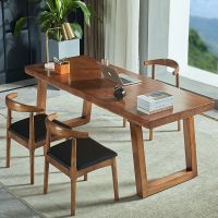 全实木电脑桌台式家用办公桌椅组合现代简约老板桌大板桌美式桌子