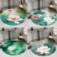 圆形地毯客厅电脑椅转椅垫中式地垫荷花现代古典艺术禅舞地毯家用