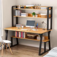 电脑桌台式带书架组合简约现代家用卧室书桌学生写字桌经济型桌子