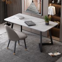 一字板书桌简约现代家用学生北欧风岩板轻奢写字台式电脑桌办公桌