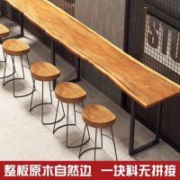 实木吧台桌家用阳台靠墙窄桌子长条桌奶茶店酒吧高脚桌椅组合商用
