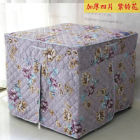 正方形棉防水防油防尘套烤火罩烤火pu皮罩取暖器电炉罩桌子罩套|紫玲花--四片连体 宽75*75高65