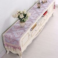 鞋柜盖巾电视柜欧式电视柜盖布茶几罩桌布布艺电视柜罩盖布|暮羽紫色 50*180/适合柜长120-145
