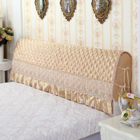 保护套布艺床头罩欧式韩式1.5m床1.8m床公主风床头套软包|浅咖全包绑带床头罩 宽2.2米