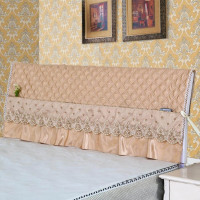 保护套布艺床头罩欧式韩式1.5m床1.8m床公主风床头套软包|咖绑带半包床头罩 宽1.8米