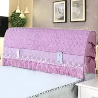 保护套布艺床头罩欧式韩式1.5m床1.8m床公主风床头套软包|紫色全包绑带床头罩 宽1.2米