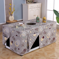 桌罩烤火长方形茶几家用电炉取暖桌罩冬季新款加厚桌子罩套|灰色光圈-加厚连体有孔款 长120*宽60*高60公分(送皮罩)