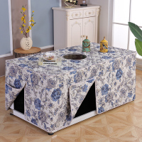 桌罩烤火长方形茶几家用电炉取暖桌罩冬季新款加厚桌子罩套|蓝色妖姬-加厚连体有孔款 长120*宽70*高60公分（送皮罩）