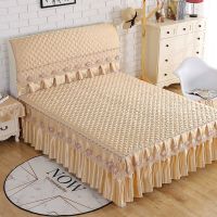 保护套床笠床裙床罩床套床头罩床头靠垫床罩单件|花仙子金色 单品2.0*2.2床罩