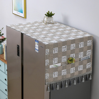 欧式冰箱双开门单开门冰箱网红款收纳袋式布盖巾冰箱盖布|字母方块-米 双开门180*65