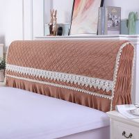 -高档真丝弹力水晶绒全包床罩夹棉加厚四季床头防尘套|双面水晶绒超柔-咖色 2.4米(高65)