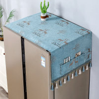 上的罩子遮盖帘垫子盖布欧式双开门布顶单双门冰箱盖巾轻奢|麋鹿-浅蓝色 单开门55*140