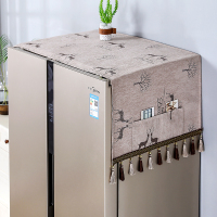 上的罩子遮盖帘垫子盖布欧式双开门布顶单双门冰箱盖巾轻奢|麋鹿-咖色 单开门55*140