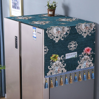 上的罩子遮盖帘垫子盖布欧式双开门布顶单双门冰箱盖巾轻奢|吉祥吊坠-墨绿 单开门55*140