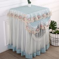 全自动洗衣机罩防水防晒通用全自动洗衣机帘罩蕾丝防尘盖巾遮尘罩|加厚绗缝绿 侧开滚筒60/60/85洗衣机罩