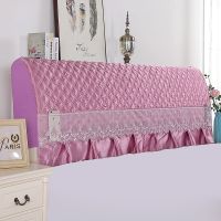 -高档真丝弹力水晶绒全包床罩夹棉加厚四季床头防尘套|牛奶真丝-紫色 1.2米(高65)