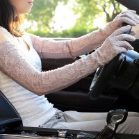 防晒袖套女夏季开车滑冰丝手臂双层蕾丝紫外线防加长手套防套薄款|PT9061一豆沙色(掌柜推荐)