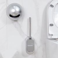 带盖厕所马桶刷子卫浴清洁壁挂式免卫生间打孔百搭组合套装|马桶刷+纸巾盒(银色套)