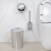 带盖厕所马桶刷子卫浴清洁壁挂式免卫生间打孔百搭组合套装|马桶刷+纸巾盒+小号（银色套）