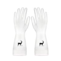 橡胶牛筋洗碗手套劳保手套厨房防水耐磨家务10胶加厚|白色透明耐用款 L大码30双