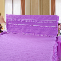 头套盖布床头罩夹棉蕾丝公主风套实木床加厚保护罩软包保护|甜心款紫色 1.5床头罩+床头柜罩2只