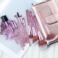 刷子化妆化妆刷套装全套眼影刷散粉刷初学者化妆刷粉底刷唇刷|12支晶莹紫+粉包