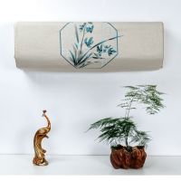 防尘套格力美的三菱棉麻浮雕挂机挂式空调罩大金室内|碧玉兰花米黄 长85*厚20*高30cm