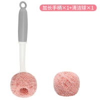 纳米钢丝球家用洗碗不掉丝清洁球厨房洗锅铁丝球网不锈钢锅刷神器|【长柄锅刷+1只清洁球】纳米材质/不掉丝