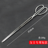 火钳夹碳夹子捡垃圾钳家用老式加长不锈钢厨房煤球烤钳大小号厕所|女士短款带齿48cm