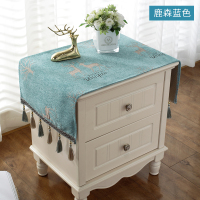 床头柜盖布欧式防滑防尘电视柜盖布雪尼尔小桌布方巾床头柜罩北欧|鹿森蓝色-新吊穗 50*60cm面料尺寸