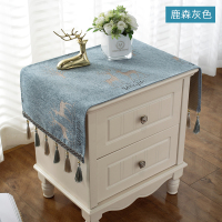 床头柜盖布欧式防滑防尘电视柜盖布雪尼尔小桌布方巾床头柜罩北欧|鹿森灰色-新吊穗 45*60cm面料尺寸