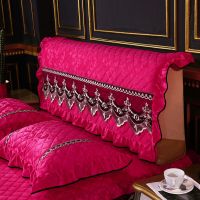 靠背防尘床头罩欧式全包布艺夹棉弹力保护罩套床头套床天鹅绒软包|玫红 1.5m宽65cm高40cm厚