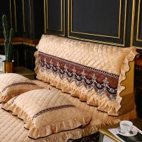 靠背防尘床头罩欧式全包布艺夹棉弹力保护罩套床头套床天鹅绒软包|驼色 1.8m宽65cm高40cm厚