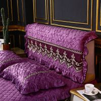 靠背防尘床头罩欧式全包布艺夹棉弹力保护罩套床头套床天鹅绒软包|紫色 1.8m宽65cm高40cm厚