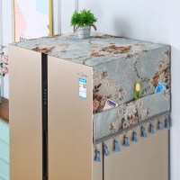 微波炉滚筒式防洗衣机遮盖欧式冰箱盖布双开门冰箱灰尘盖巾|私密花园-蓝绿色 70*180cm双开门冰箱通用