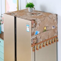 微波炉滚筒式防洗衣机遮盖欧式冰箱盖布双开门冰箱灰尘盖巾|私密花园-咖色 60*170cm双开门冰箱通用