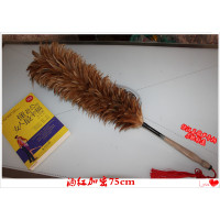 纯手工真鸡毛掸子家用除尘禅子清洁神器不掉毛伸缩车用除灰尘毯子|仿汉玉加密酒红75cm上翻不伸缩