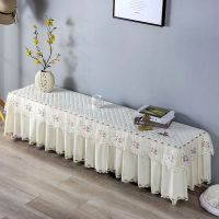 电视罩55电视柜寸布艺蕾丝罩欧式电视柜台长方形布桌布罩|米色小鹿裙 电视罩42寸[宽103高65厘米]