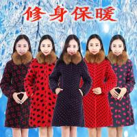 成人罩衣厚保暖韩版时尚工作服拉链剪毛绒羽绒服长袖女士厨房围裙