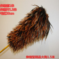 纯手工真鸡毛掸子家用除尘禅子清洁神器不掉毛伸缩车用除灰尘毯子|可以伸缩加厚火驹精品1.5米伸缩手柄黑杆
