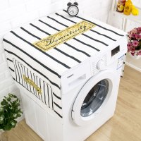 北欧大理石现代简约冰箱罩防尘防晒滚筒洗衣机盖布防水床头柜盖巾|条纹金 60X140CM冰箱洗衣机通用