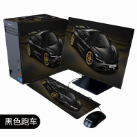 显示器24寸台式电脑主机盖布防尘套键盘罩27英寸三件套曲屏|黑色跑车三件套 27英寸