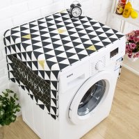 北欧大理石现代简约冰箱罩防尘防晒滚筒洗衣机盖布防水床头柜盖巾|黑金三角 65X180双开门冰箱专用