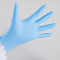 丁晴手套家务女洗碗一次性防水盒装耐磨加厚|天蓝色[/高弹/50只盒装] L[大号]